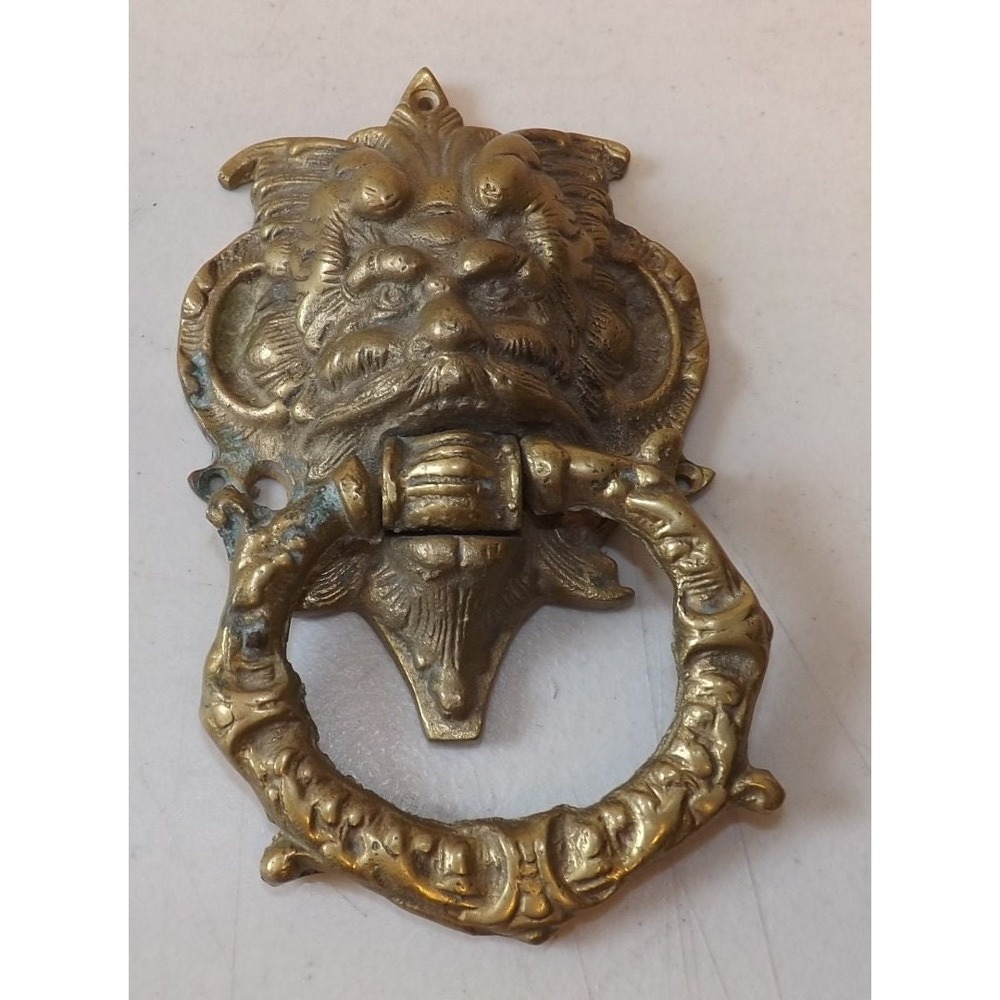 Vintage Brass North Wind Door Knocker, Gothic Victorian Home Decor